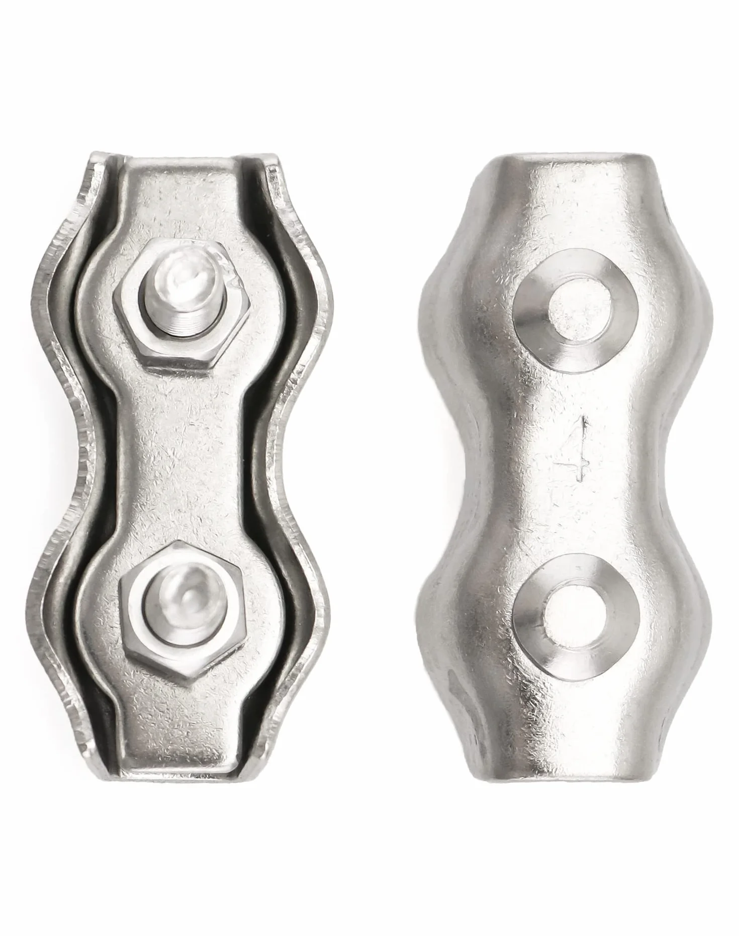 QWORK M4 Duplex zacisk do liny drucianej, stal nierdzewna 304, 3-4 mm, 10 sztuk