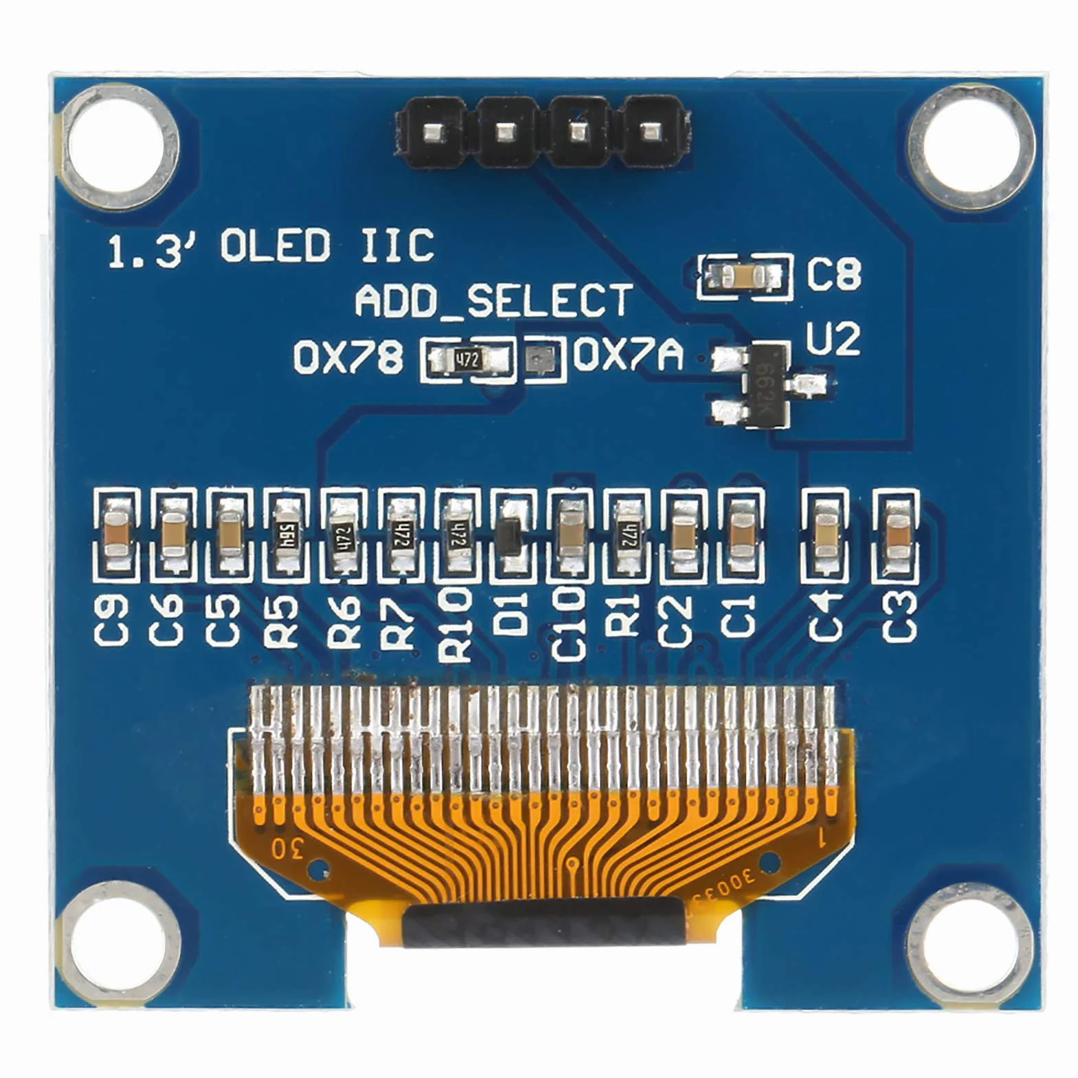 Moduł wyświetlacza, 1,3-calowy jasny uniwersalny uniwersalny moduł OLED o wymiarach 128 x 64 z białym tekstem do inteligentnego urządzenia medycznego dla inteligentnego urządzenia sanitarnego