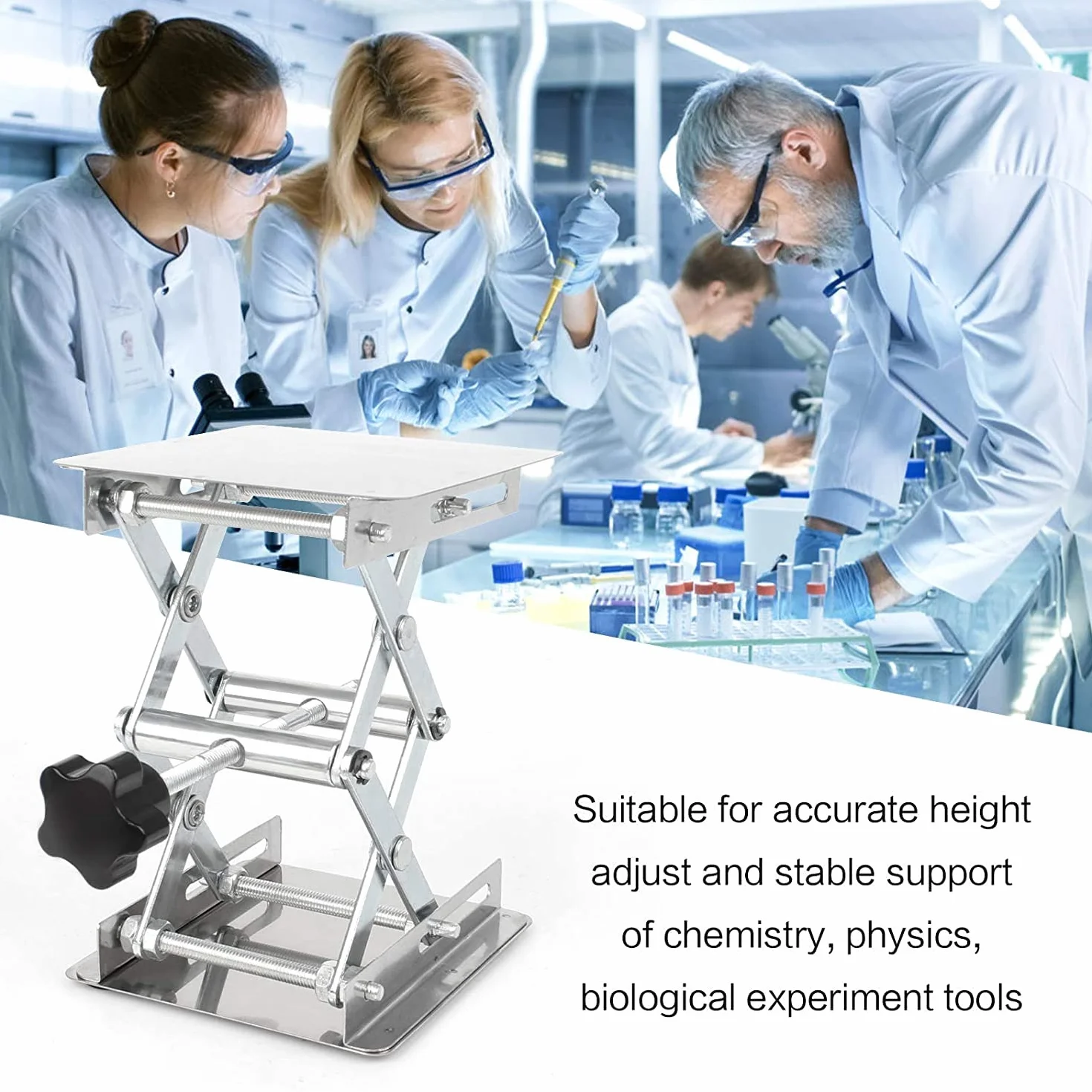 Platforma podnosząca ze stali nierdzewnej laboratoryjny stojak na stół podnoszący nożyce 100 x 100 mm / 3,9 x 3,9 cala