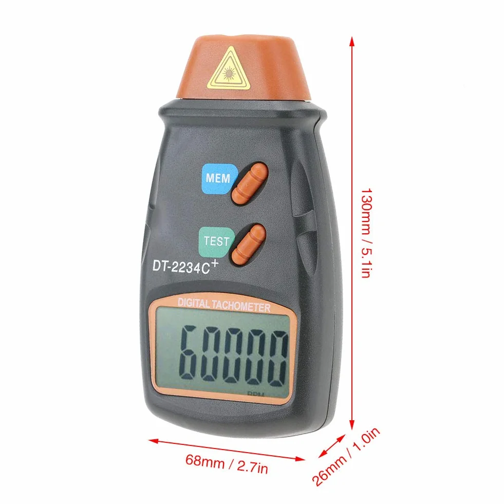 Jectse Obrotomierz cyfrowy LCD 18 mm 2,5-99 999 obr/min do silników
