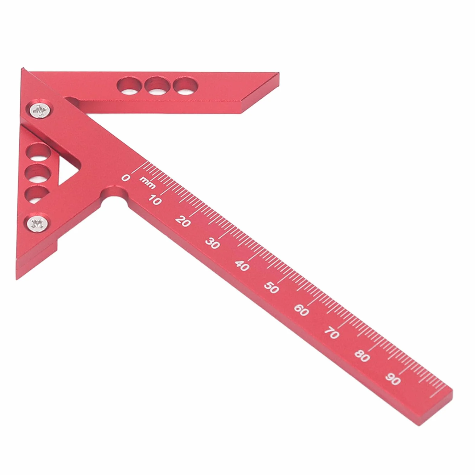 Aluminiowy Kątownik 45 Stopni, Wskaźnik Pisania do Obróbki Drewna, 100mm, ze Stopu, Linia Środkowa, Skrybowanie 45 i 90 Stopni