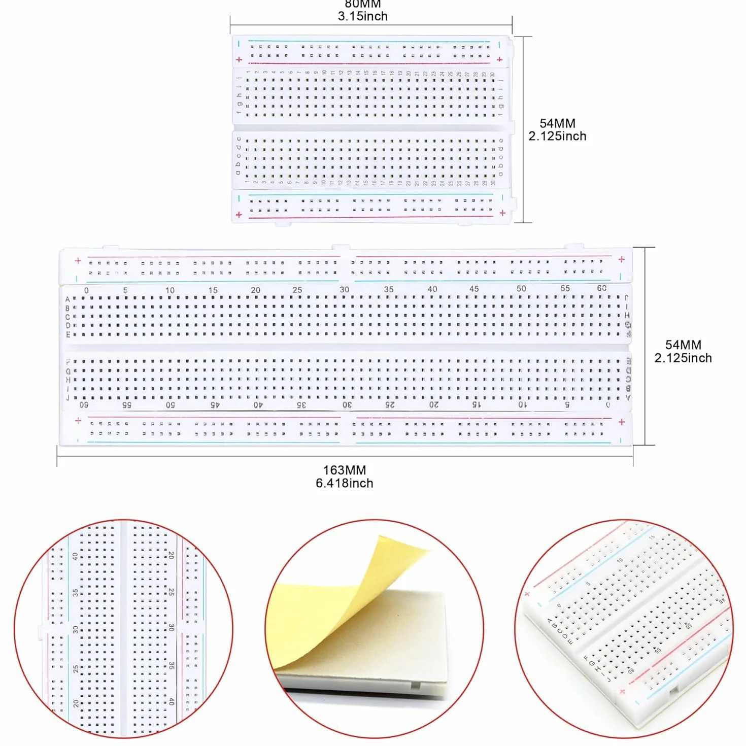 GTIWUNG Zestaw mini płytek prototypowych 170, 400 i 830 punktów wiązania, bez lutowania, prototypowa płytka drukowana do Arduino Proto Shield + 130 sztuk kabla połączeniowego