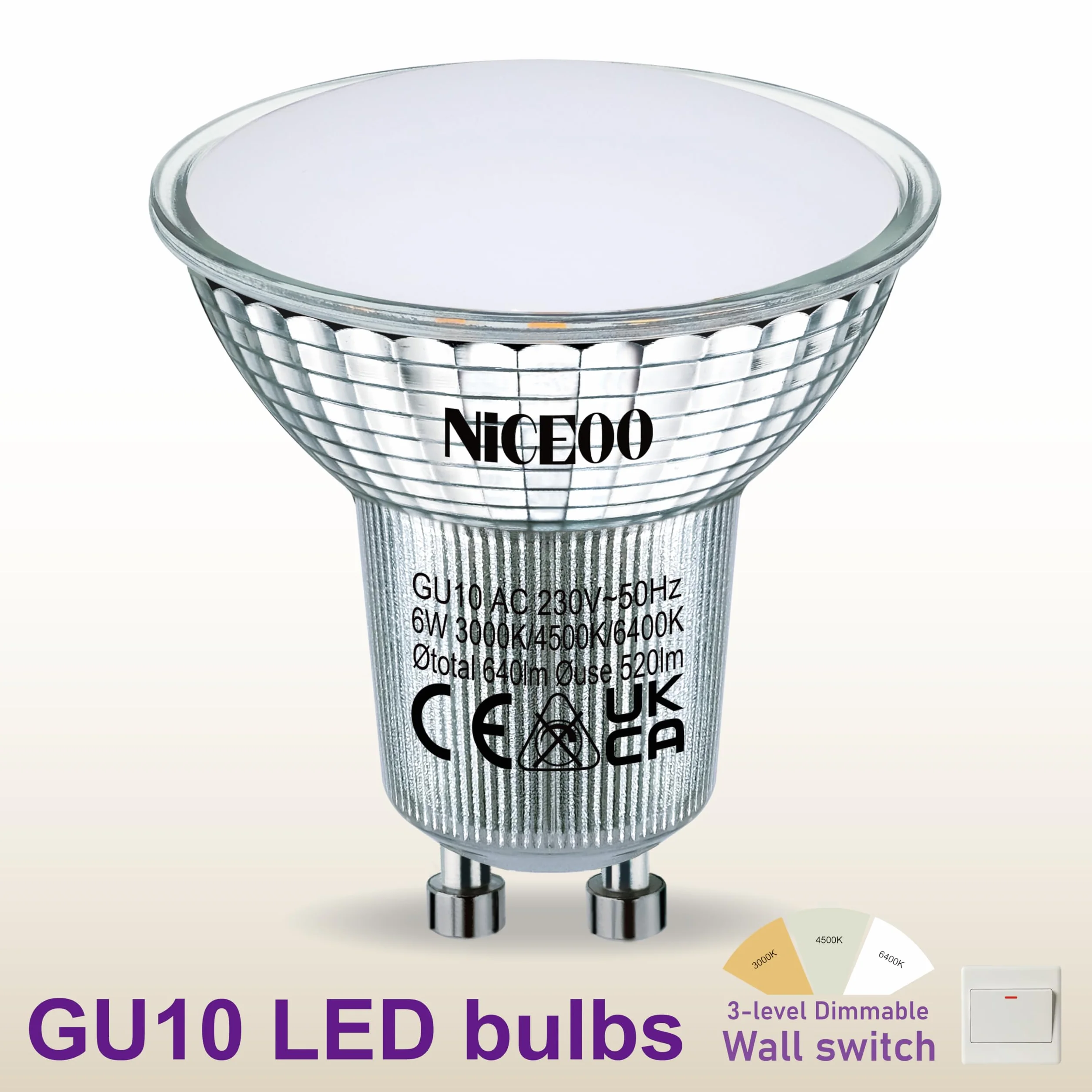 GU10 LED 520lm 3000K 4500K 6400K 6 szt.