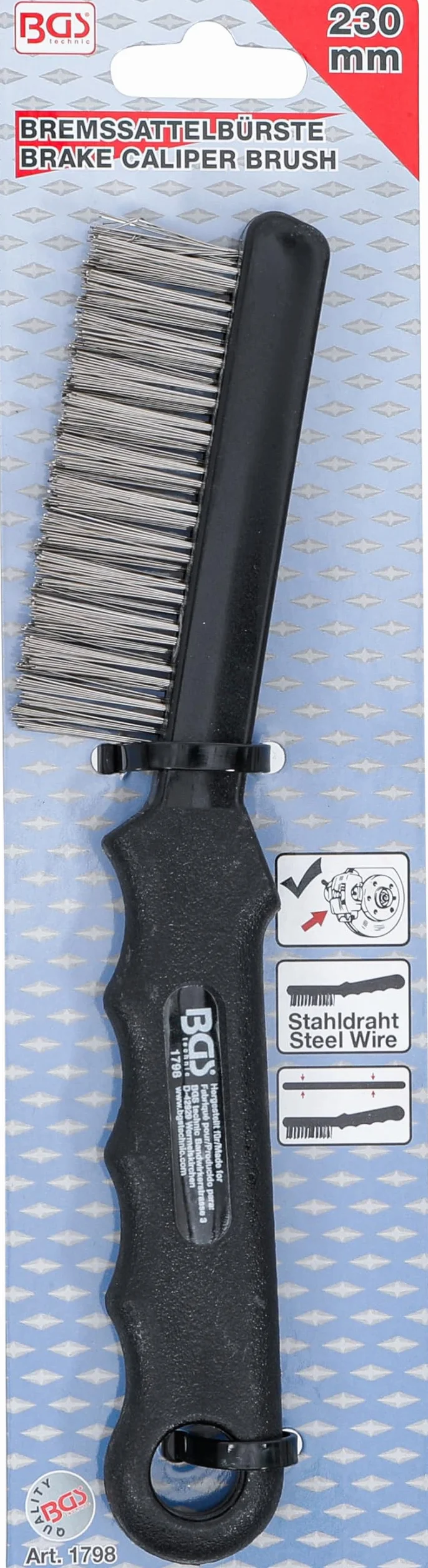 BGS 1798 Szczotka do zacisków hamulcowych drut stalowy 220 mm