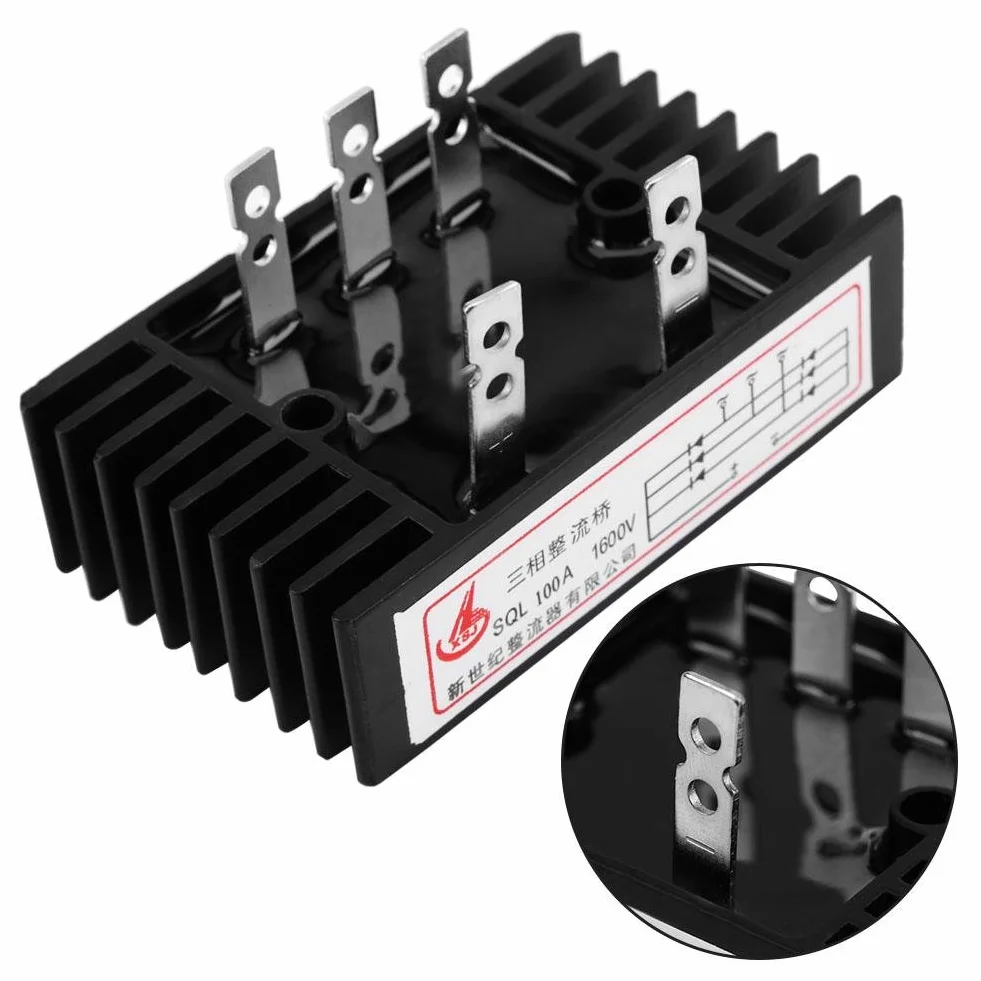 Prostownik silikonowy 100A 1600V 3-fazowy AC/DC moduł diodowy pełnookresowy 5 zacisków