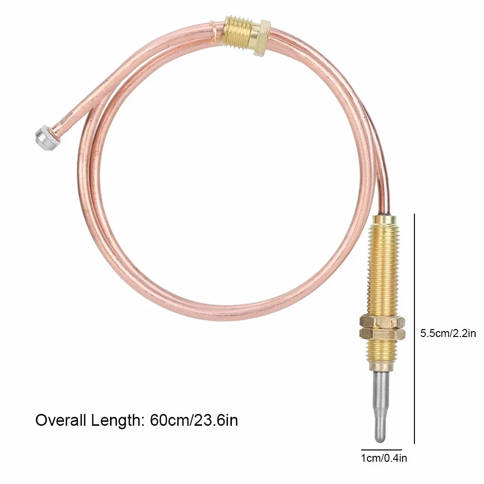DEWIN Termoelement, termoelement gazowy M8, ogrzewanie gwintowane, sonda 600 mm do akcesoriów do grilla kominkowego