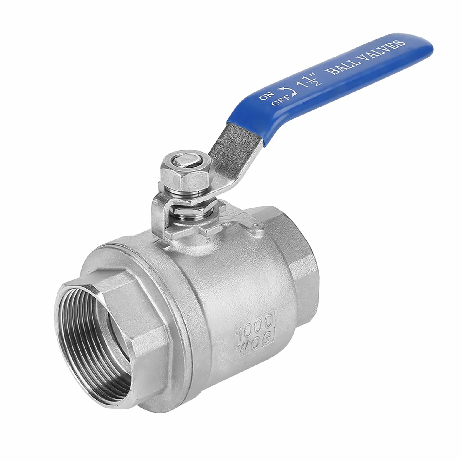 Zawór Kulowy 2-drogowy DN40 1-1/2" ze Stali Nierdzewnej z Niebieskimi Pokrętłami – Zawór Kulowy WOG, Zawór Kulowy ze Stali Nierdzewnej do Zastosowań Przemysłowych