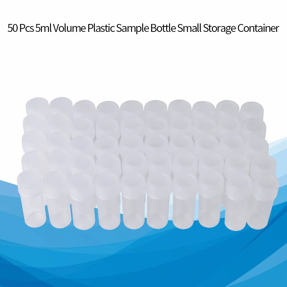 50 sztuk plastikowych butelek na pr¨®bki, 5 ml Ma?a przezroczysta butelka, przezroczyste butelki podr¨®?ne, z pokrywkami, do ?adowania pasty, cia? sta?ych, nasion, przedmiot¨®w ziarnistych