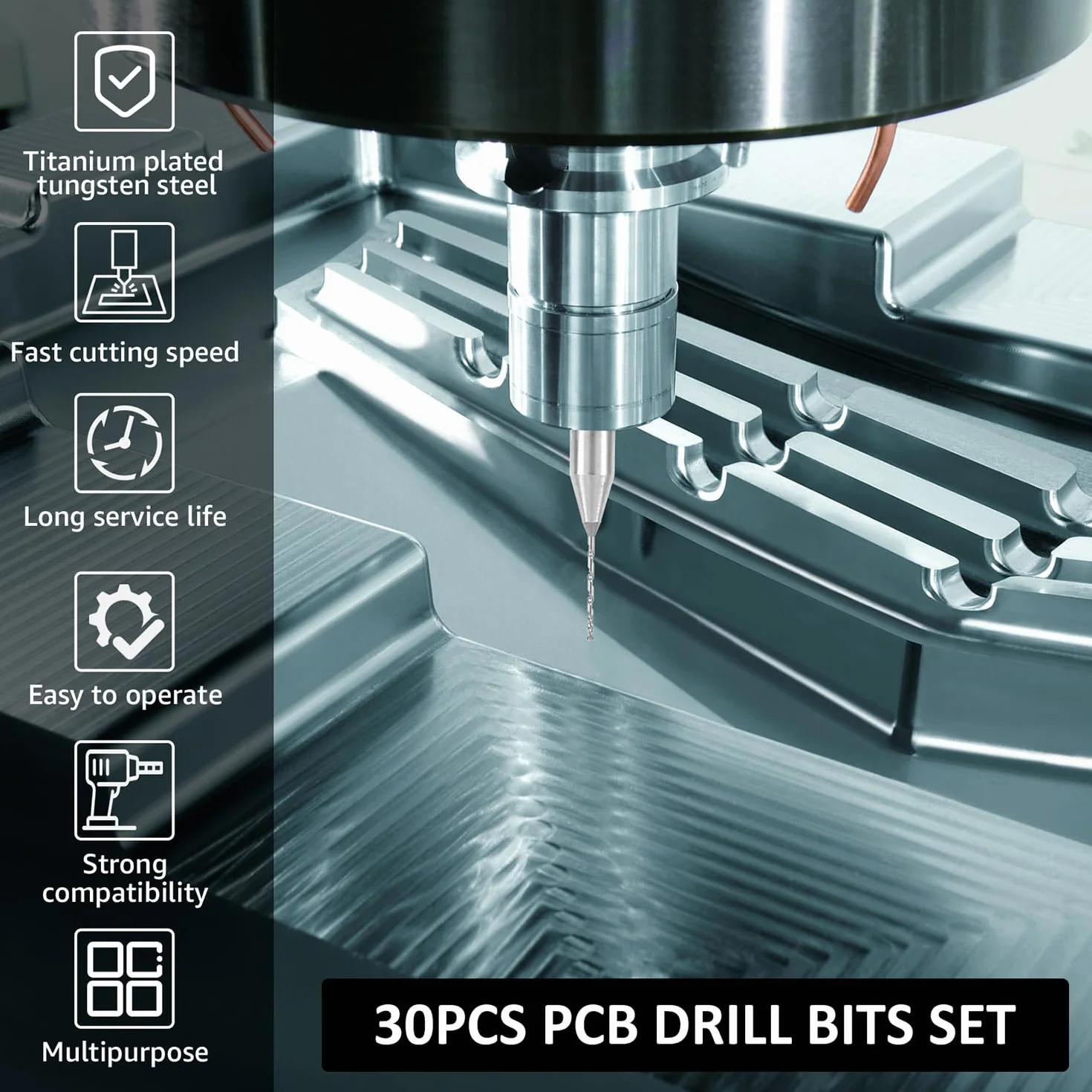 Zestaw mikrowierteł do PCB, 0,1 mm - 1,0 mm, spirala z trzpieniem, stal wolframowa, płytka drukowana, płytka drukowana, flet, frezy CNC do drukowania, szorstkiego kamienia, biżuterii, grawerowania CNC