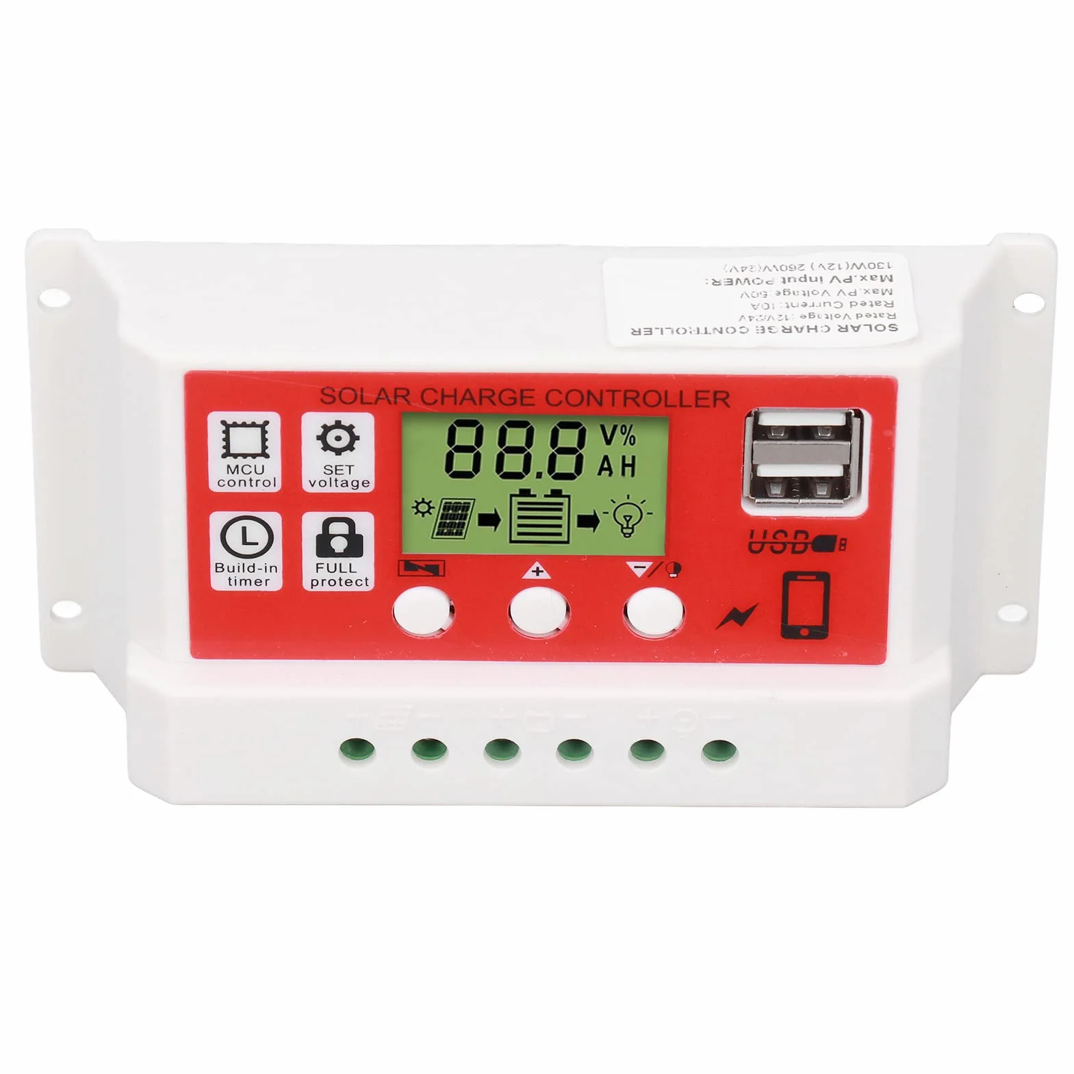 Inteligentny Regulator ładowania słonecznego USB 30A z wyświetlaczem LCD do baterii panelu słonecznego