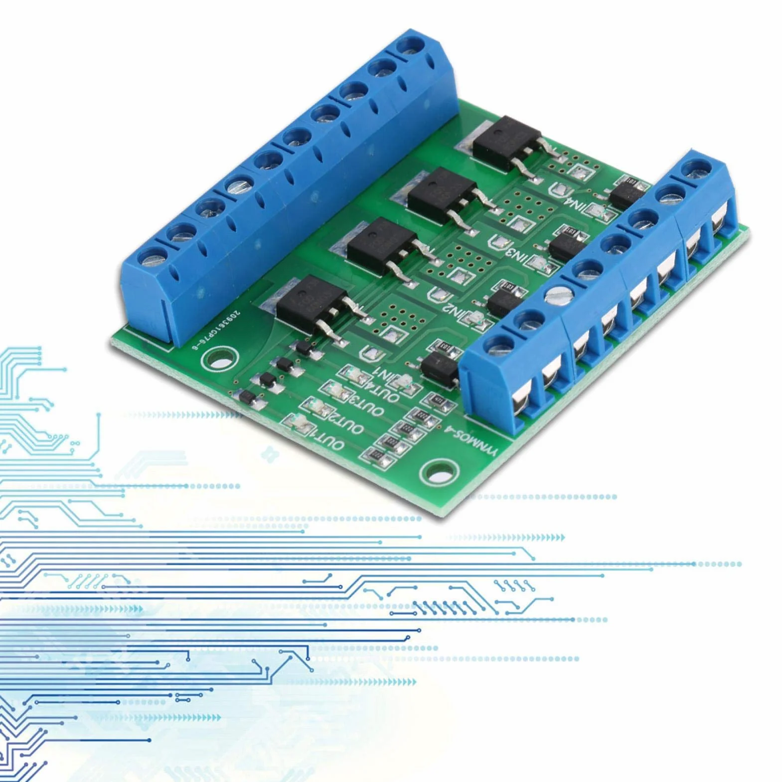 Moduł PWM Mosfet 4-kanałowy sterownik PLC płytka drukowana