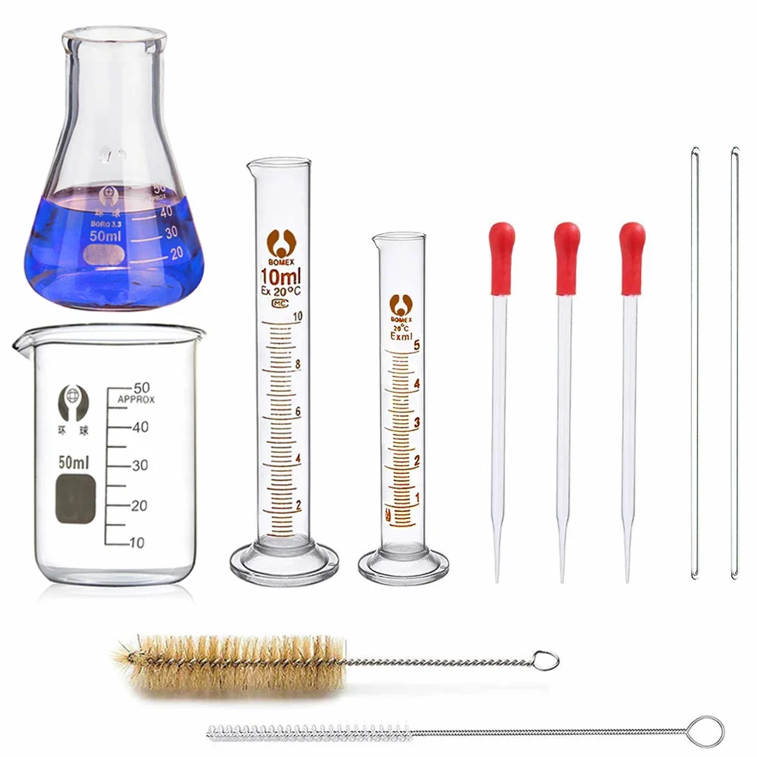 JESSTOLO Szklane butelki Erlenmeyer 50 ml zestaw 7 elementów