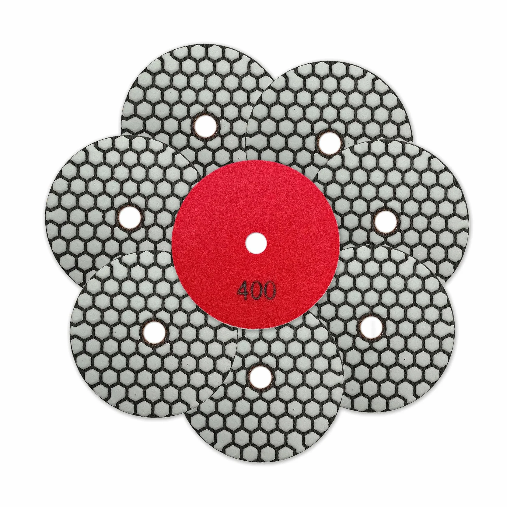 SHDIATOOL Suche diamentowe podkładki polerskie - 8 sztuk ziarnistość 400 100 mm zestaw do polerowania granitu, marmuru, sztucznego kamienia, kwarcu do szlifierek kątowych