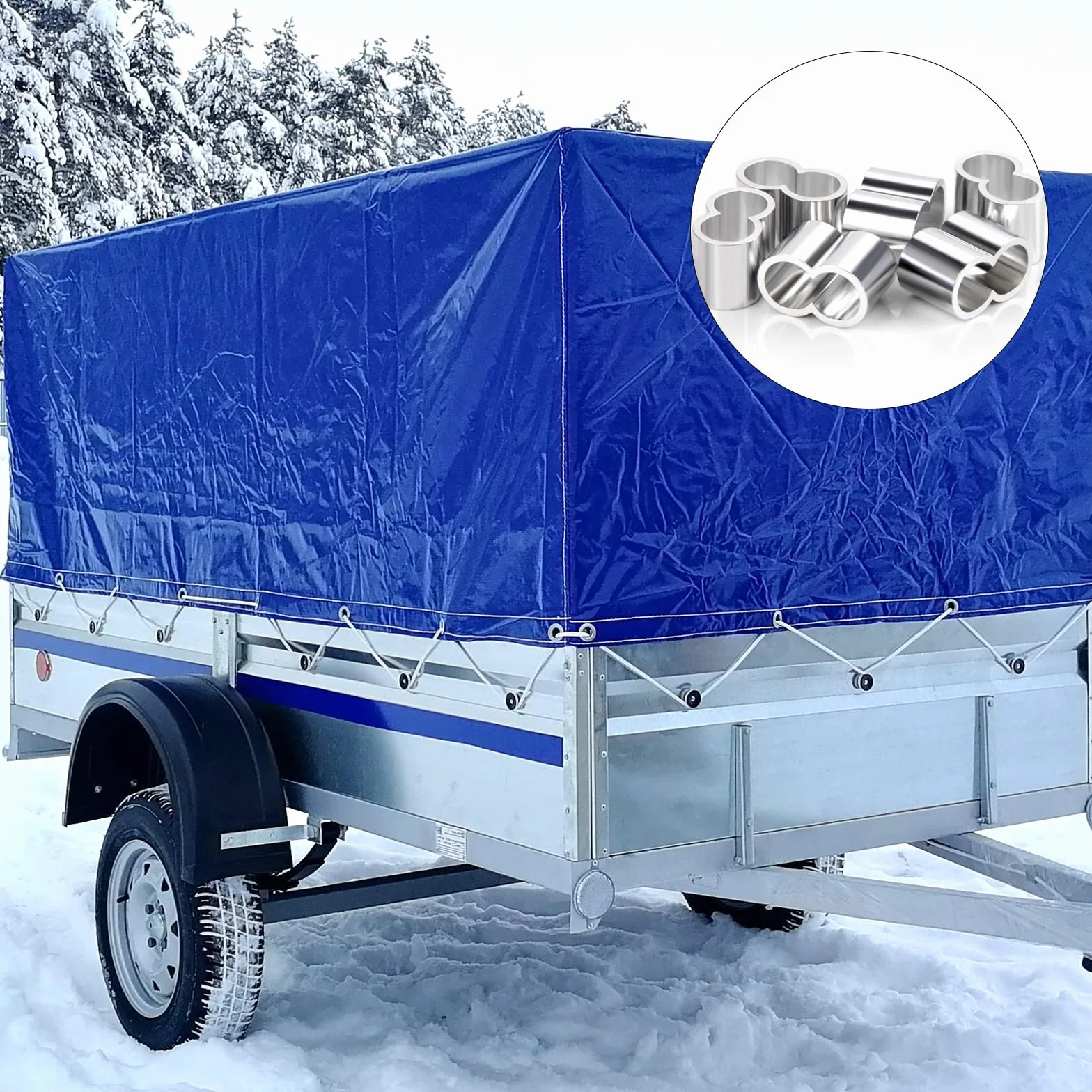 SWTYExt Zacisk linowy 10 mm - zestaw 40 sztuk aluminiowych, podwójne zaciski dociskowe do gumowej liny, przyczep, rozbudowy i plandeki