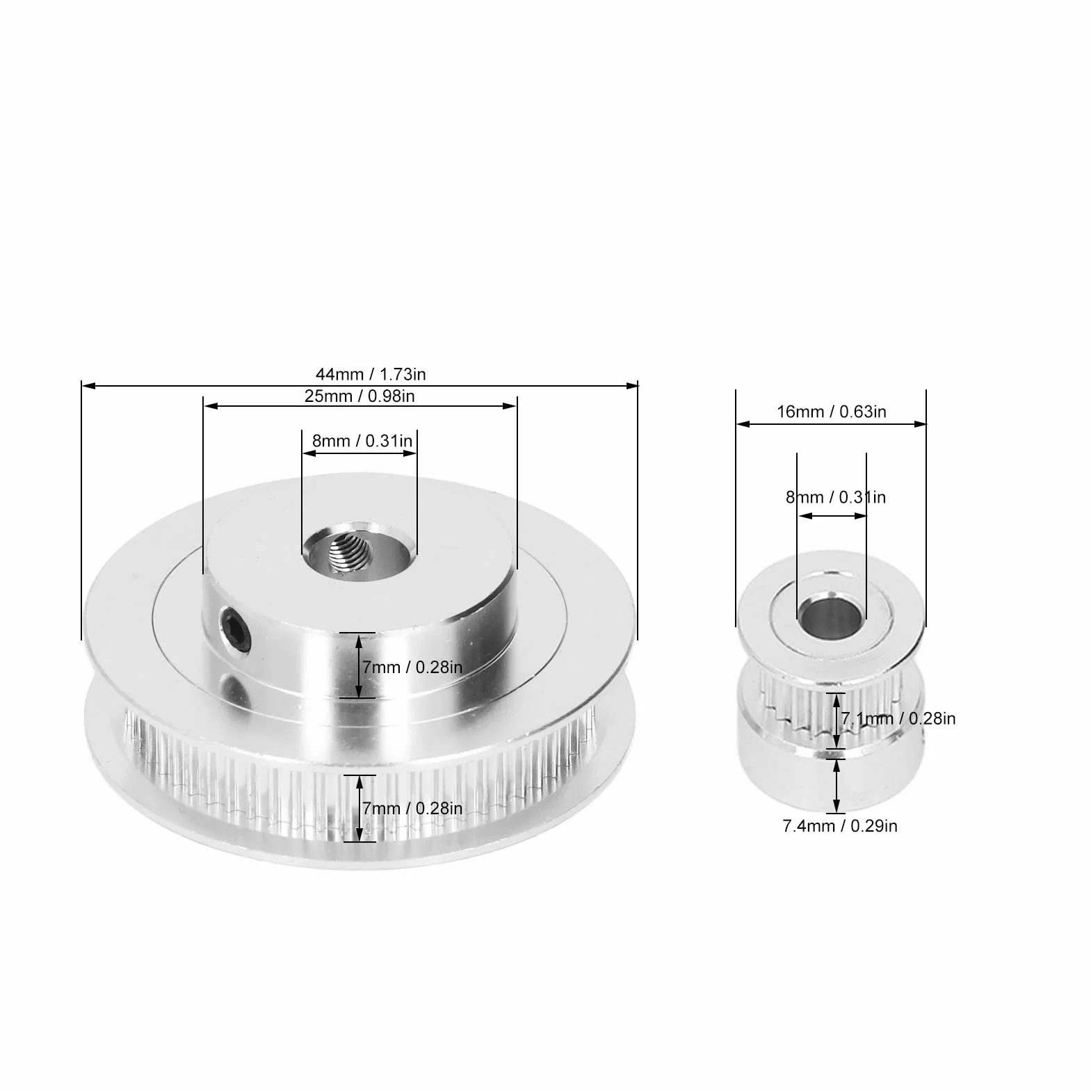 2-pakowe Koło Synchroniczne - Elastyczny, Zamknięty Pasek Rozrządu 20T 60T, Koło Rozrządu ze Stopu Aluminium Długość 200mm, Szerokość 6mm(8mm/0.31in otwór)