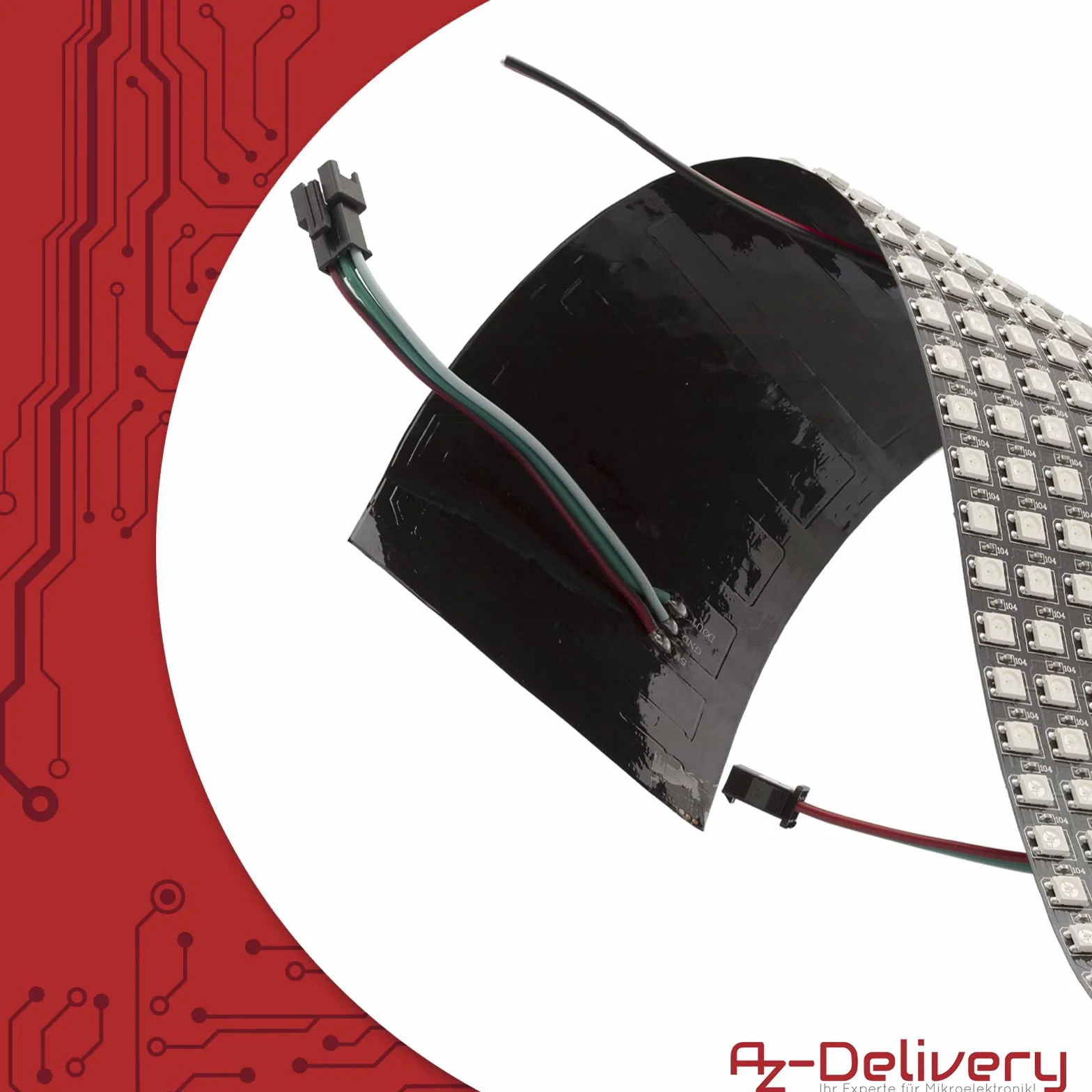 AZDelivery Moduł LED Matrix WS2812B RGB, indywidualnie dostosowywalny, indywidualnie adresowalny WS2811 WS2812 IC, panel pikseli LED z wbudowanym ekranem matrycowym z obsługą RGB
