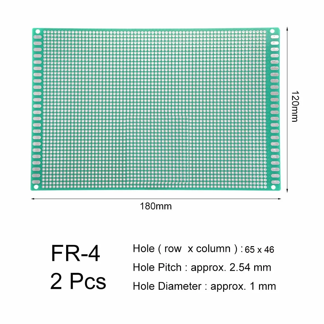 sourcing map 2 szt. Jednostronna uniwersalna płytka obwodu drukowanego płytka perforowana blacha cynkowa 12x18 cm DE