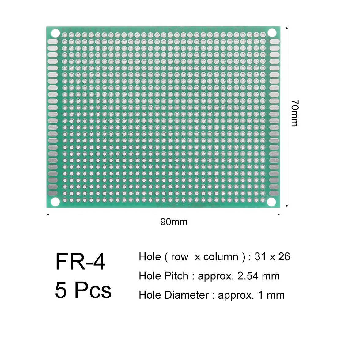 sourcing map 5 szt. jednostronnie uniwersalna płytka drukowana PCB grubość 1,6 mm 7x9 cm zielona DE