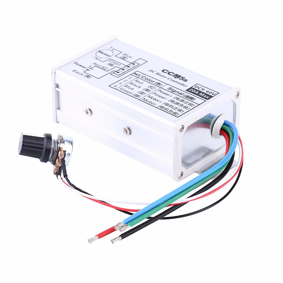 Sterownik Regulatora Prędkości Silnika DC 9-60 V 20A PWM Wysokiej Jakości Profesjonalne Akcesoria do Użytku