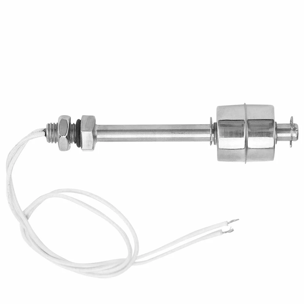 DEWIN Czujnik poziomu cieczy, 0 ~ 220 V, czujnik poziomu wody ze stali nierdzewnej, przełącznik pływakowy do puszki basenowej, 100 mm