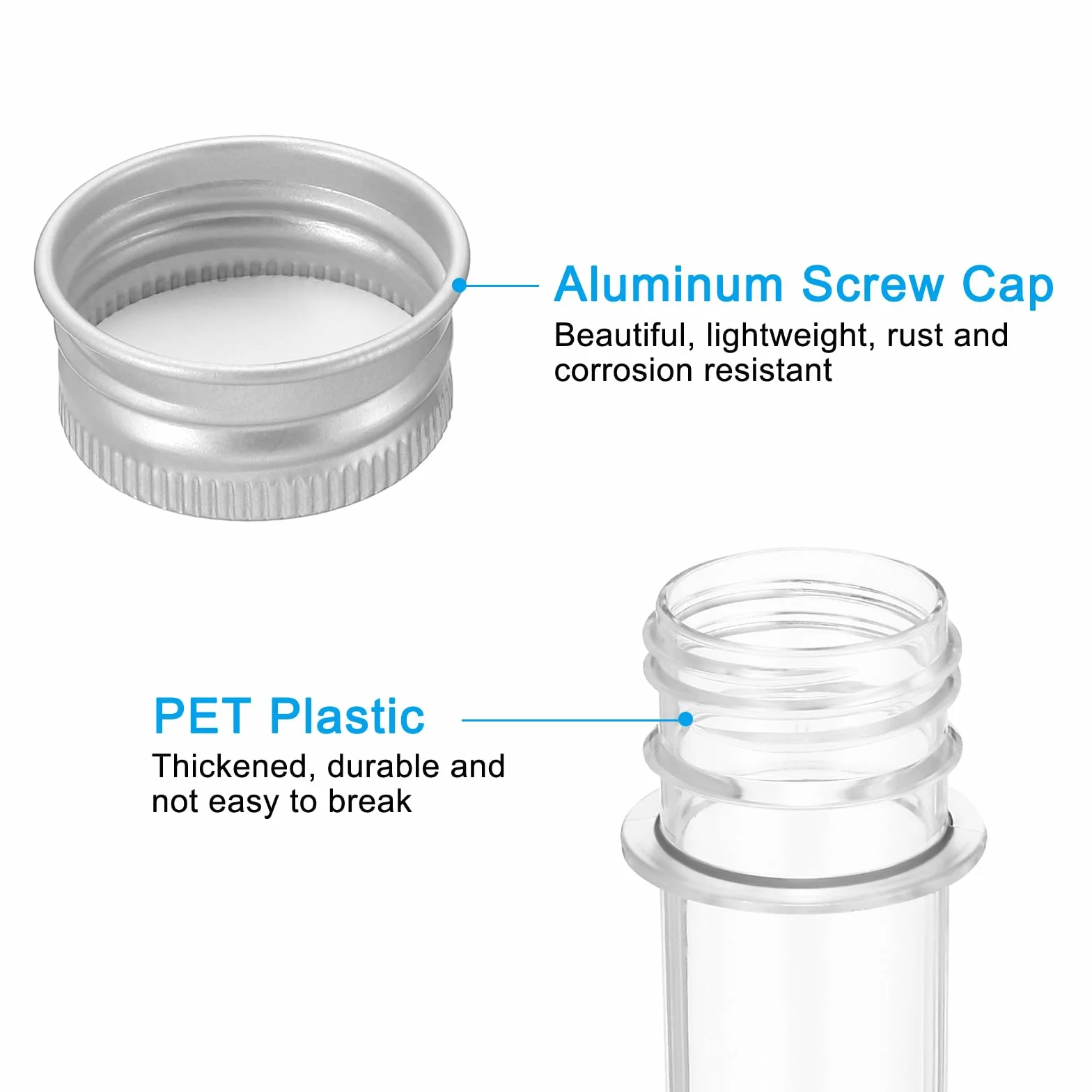 PATIKIL Plastikowe rurki 45 ml nakrętki, 6 szt. 141 x 25 mm dekoracje naukowe, przechowywanie cukierków, pereł, sól do kąpieli, wykorzystanie laboratoryjne, srebrny odcień