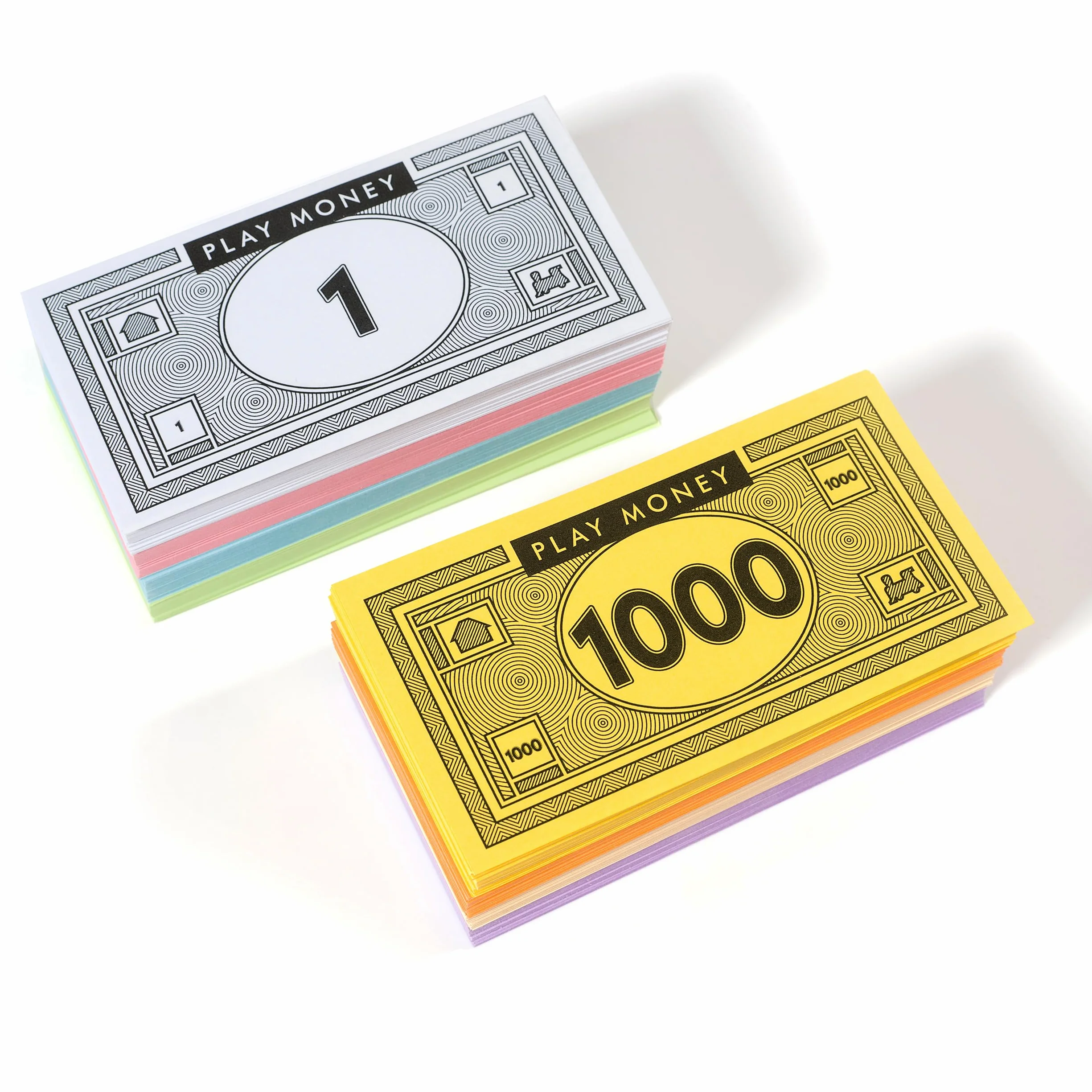 Fikcyjne pieniądze Opoly-520 sztuk fałszywych pieniędzy do gier planszowych-65 każdego banknotu w 8 nominałach– 1, 5, 10, 20, 50, 100, 500, & 1000 zł - Bilety na kasjer gier symulacyjnych
