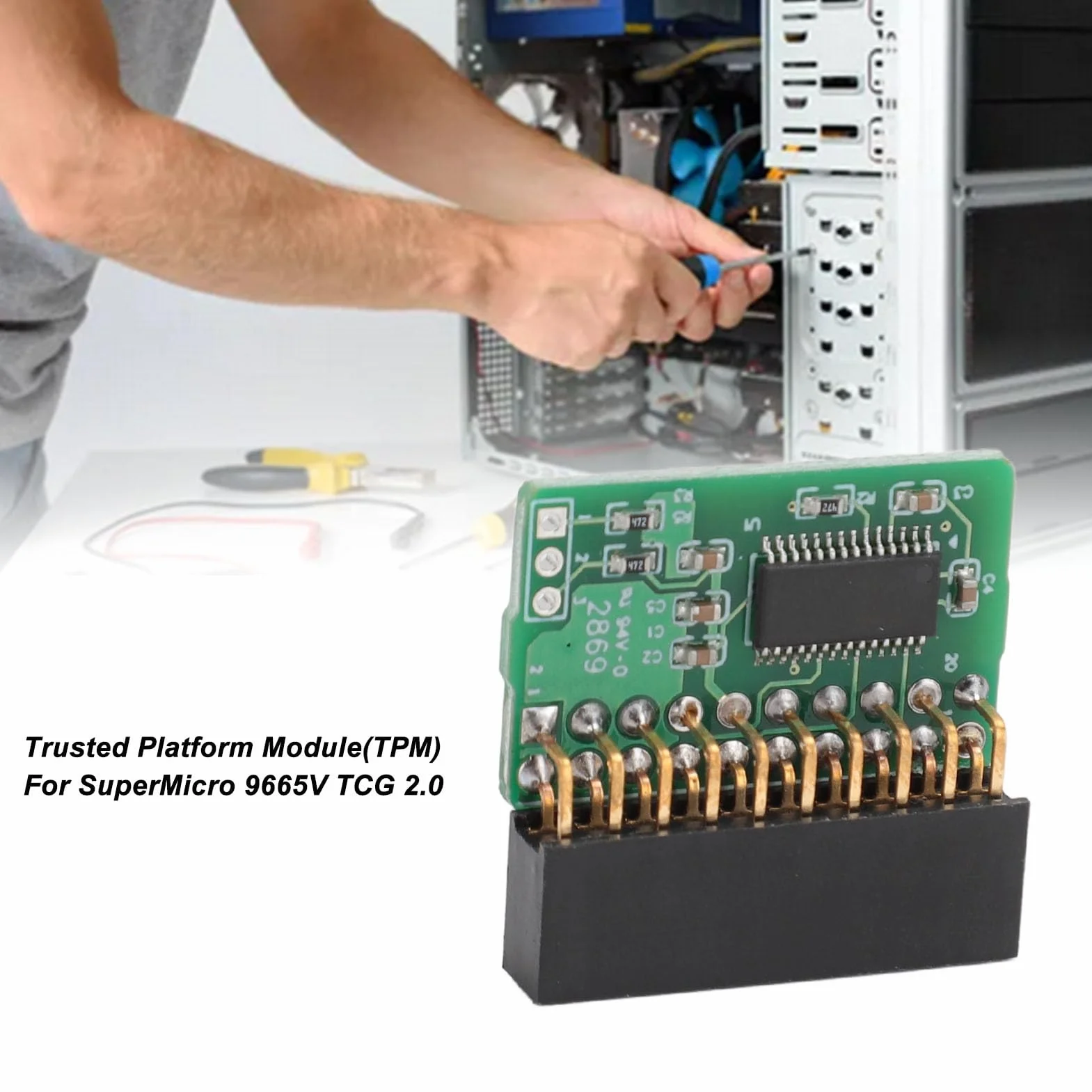 Moduł TPM2.0 Moduł LPC 20Pin dla SuperMicro AOM TPM 9665V TCG 2.0, Wymienny moduł Bezpieczeństwa TPM 2.0, łatwa Instalacja, Konstrukcja Pionowa