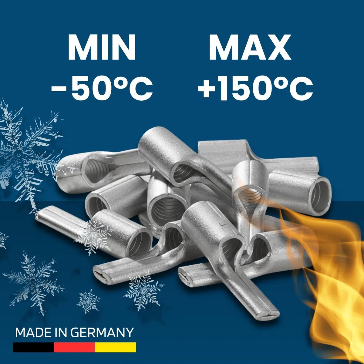 10 x zaciski kablowe Kalitec 16 mm², nieizolowane, miedziane, spawane i cynowane, lutowane i cynowane końcówki kablowe do akumulatora, typ uchwytu, płaska średnica wewnętrzna