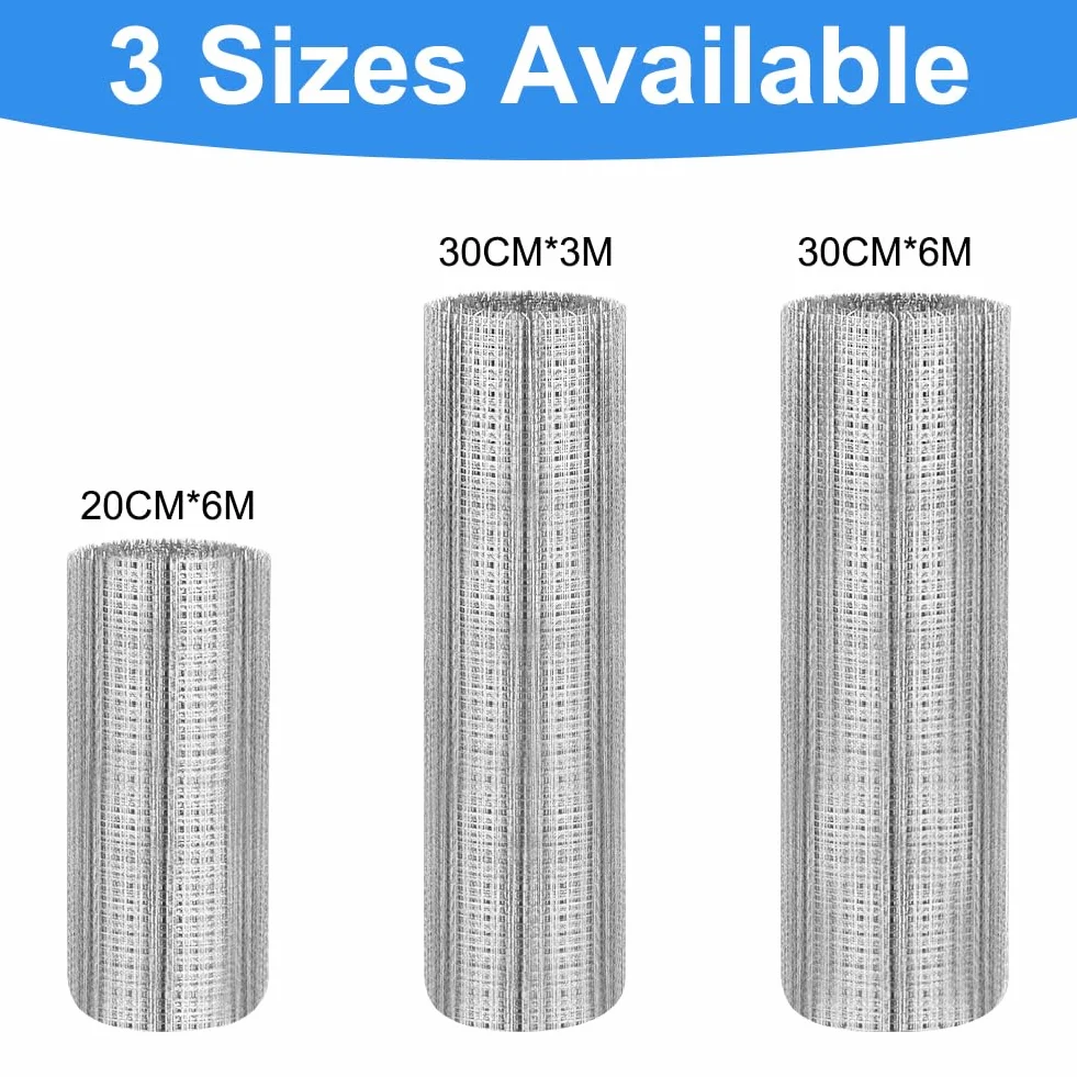 30 cm x 6 m siatka dla gryzoni, spawana metalowa siatka ocynkowana ogniowo, do ogrodu warzywnego, zatrzymaj i zapobiegaj dostępowi myszy, wiewiórki i ptaków, łatwa do cięcia i instalacji, nigdy