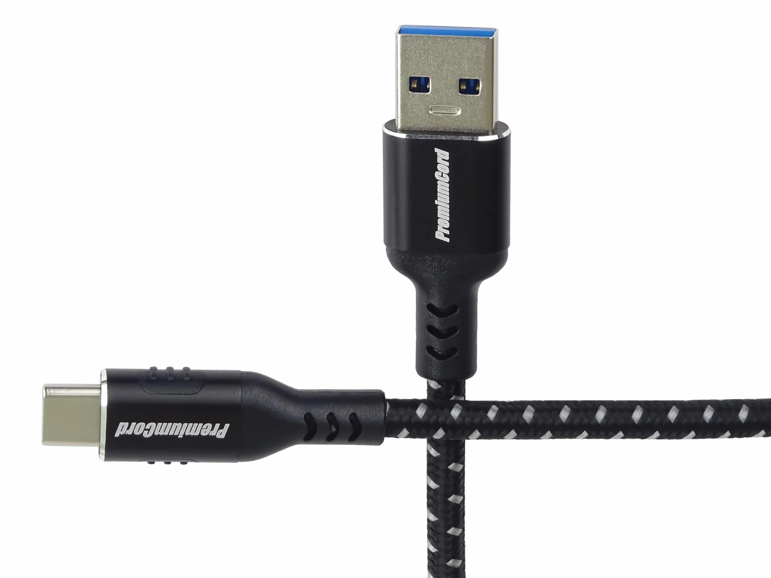 PremiumCord Kabel Połączeniowy USB-C 3.2 Gen 1, Kabel do Transmisji Danych Superspeed ​​do 5 Gbit/s, Ładowanie do 3 A, Moc Wyjściowa 60 W, PD 3.0 / QC 4.0, USB Typu A do Typu C, Czarny, Długość 0,5 m