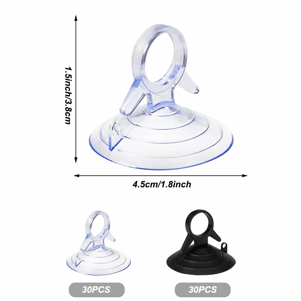 Przyssawki samochodowe 45 mm z gwintem PVC czarne i przezroczyste 60 sztuk