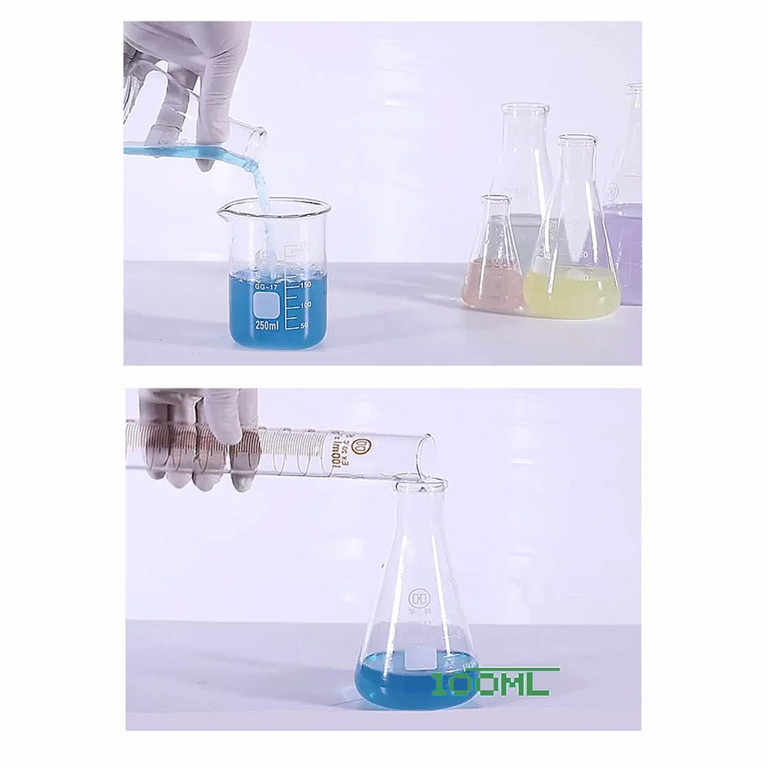 JESSTOLO Szklane butelki Erlenmeyer 50 ml zestaw 7 elementów