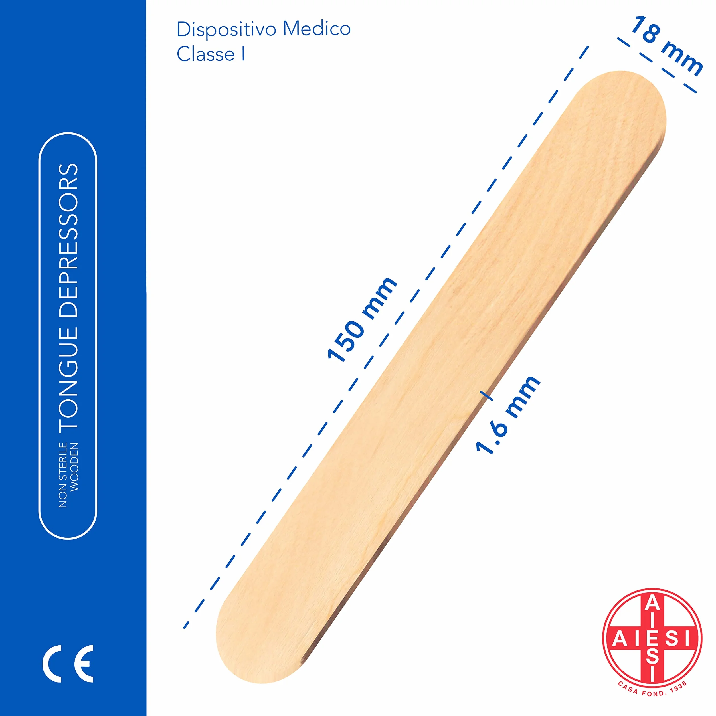 AIESI® Szpatułka drewniana jednorazowa NIESTERYLNA (100 sztuk), Szpatułki drewniane do depilacji