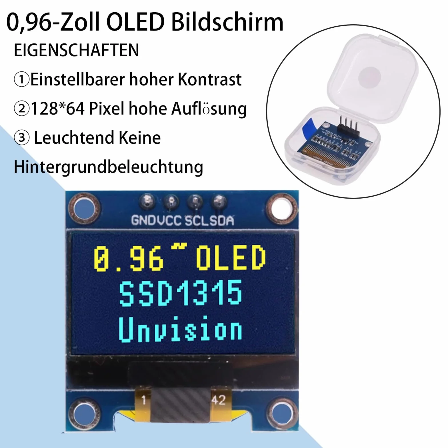 Wyświetlacz OLED LCD 0,96" 128x64 pikseli IIC moduł kompatybilny z Arduino żółty niebieski