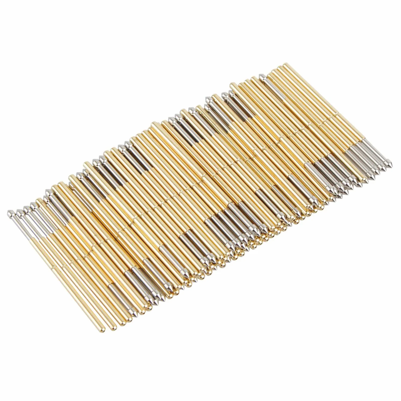 P100 - E2 Spring Test Probe 100pcs | 3A Current for PCB Testing | Cone Pogo Pins for Gold Fingers/Through - Hole Components | 50mΩ, 6.5mm Stroke