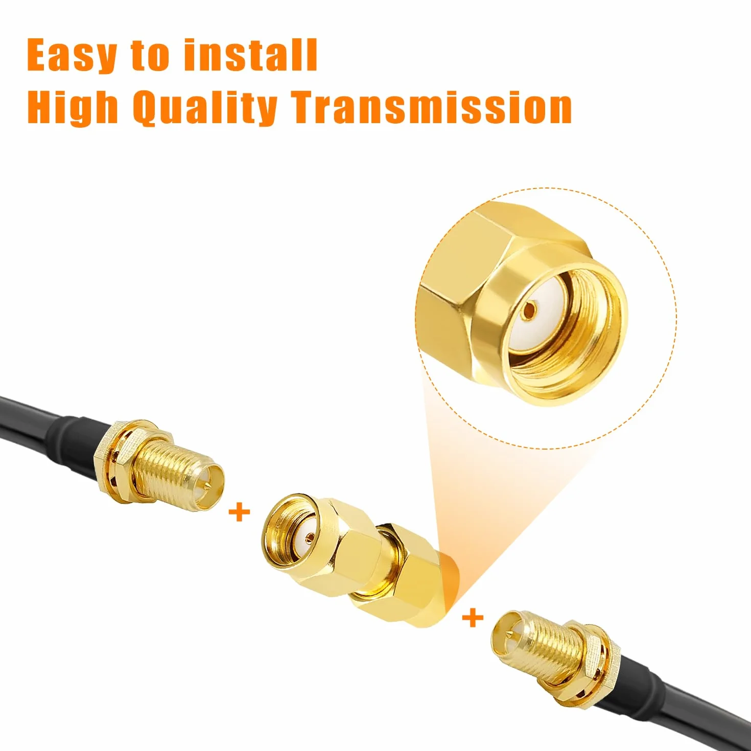 5 Sztuk RP-SMA Męski na RP-SMA Męski Wtyk Złącza, Adapter Anteny RF, do Anteny 2G/3G/4G LTE, Routera