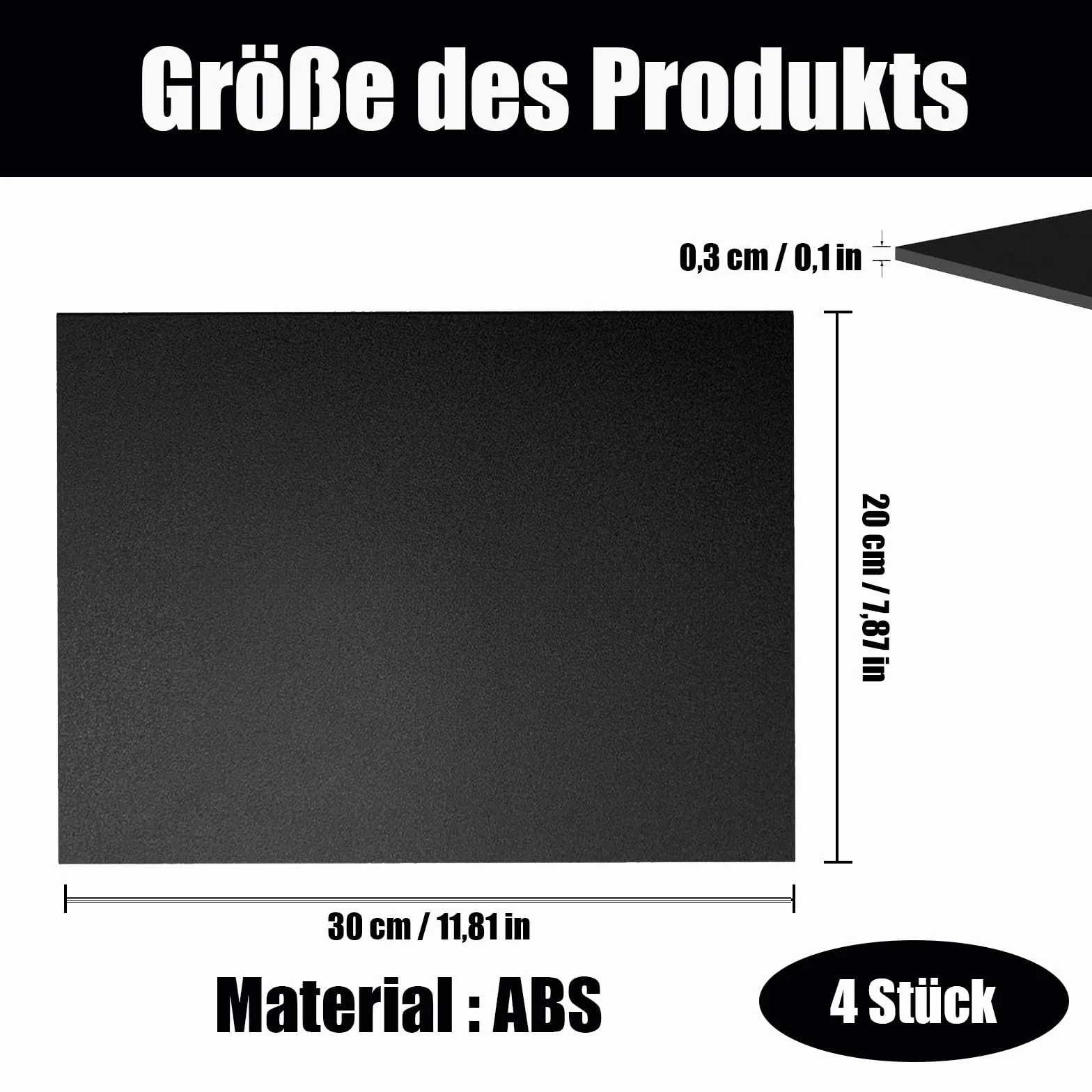 Płyty ABS 3 mm 30x20 cm matowa powierzchnia 4 sztuki z folią ochronną do modelarstwa