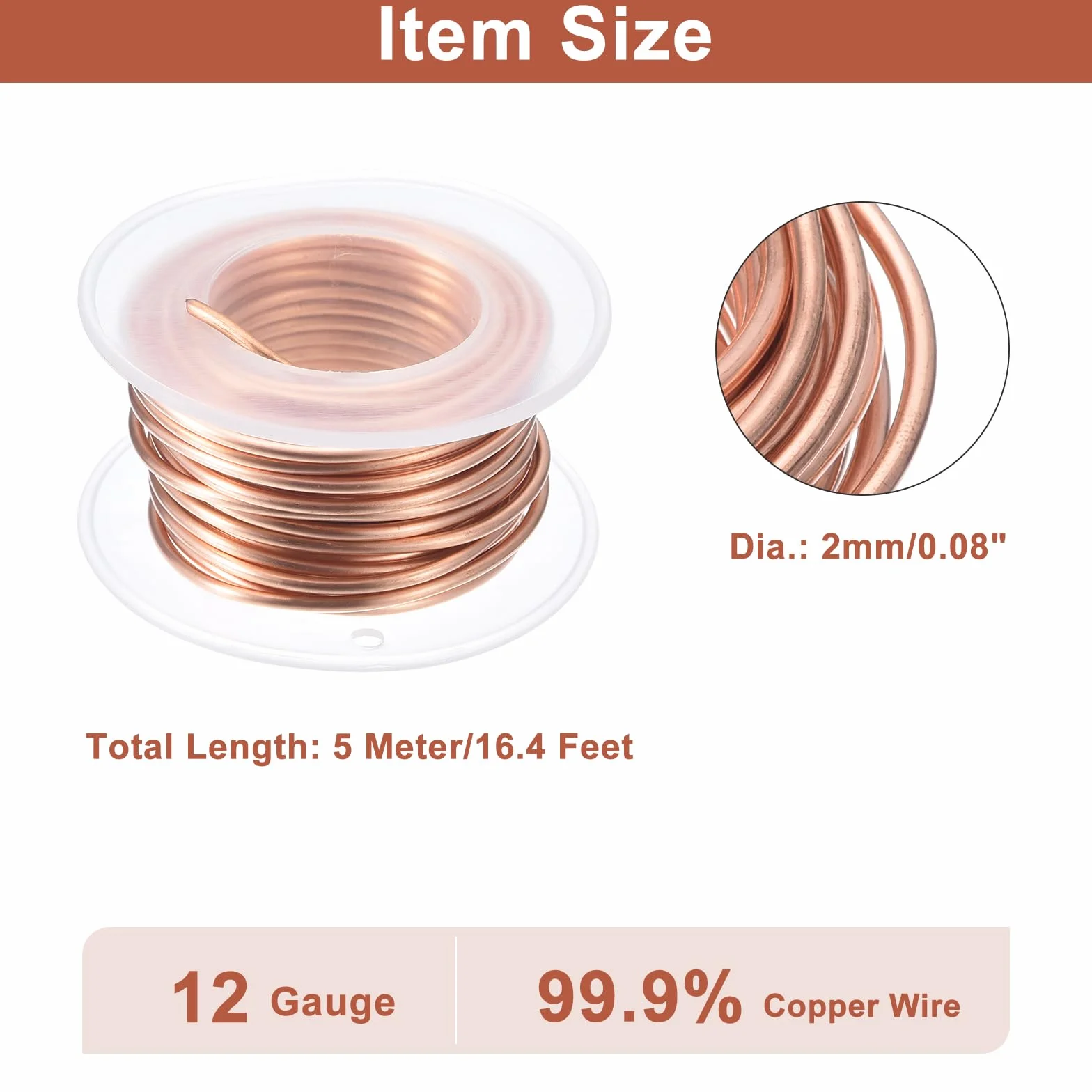 QUARKZMAN Miękki drut miedziany 2 mm 99,9% czysty 5 m (16,4 FT) do majsterkowania