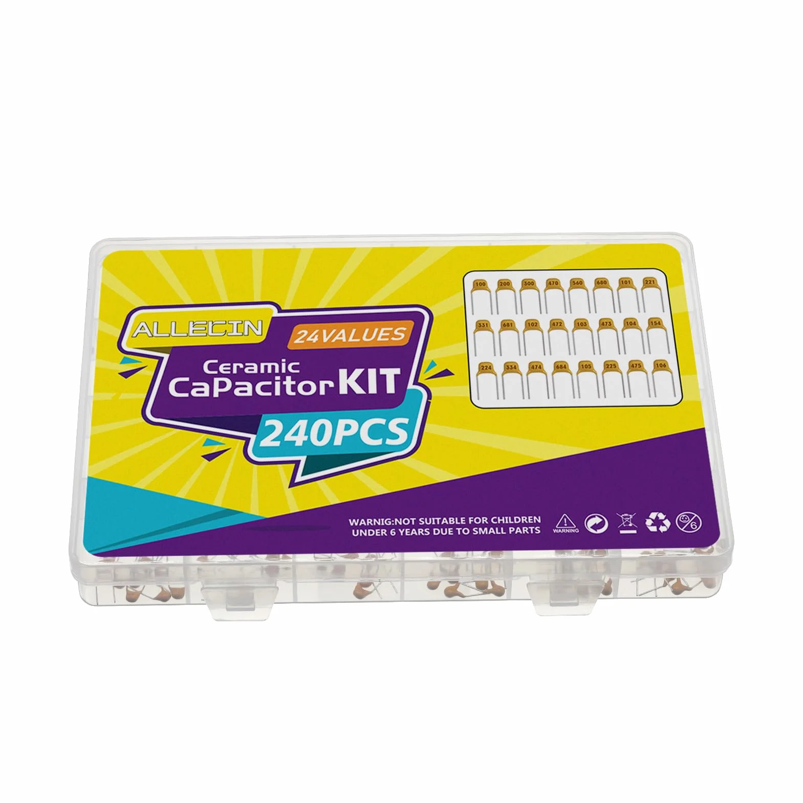 24 wartości monolityczny zestaw kondensatorów ceramicznych 10pF-2,2uF