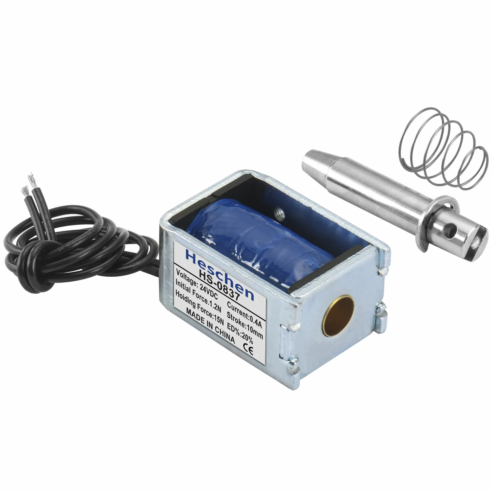 Hechen elektromagnes elektromagnetyczny HS-0837 DC24V 19N 4LB 10mm suwowy typ pociągnięcia otwarta rama