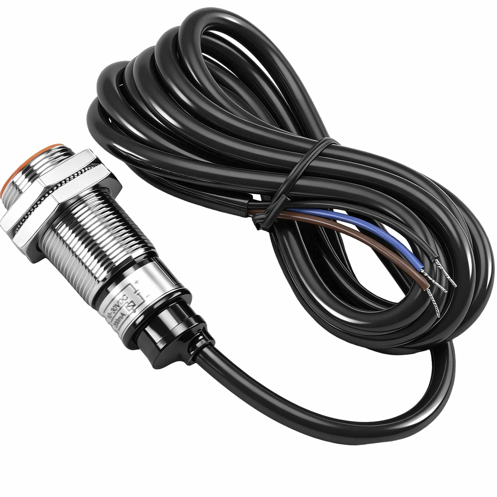Heschen Indukcyjny czujnik zbliżeniowy PR18-5DP typ cylindryczny, czujnik 5 mm, okrągły M18, 12-24 VDC 3-przewodowy, ekranowany, PNP, NO(normalnie otwarty) CE
