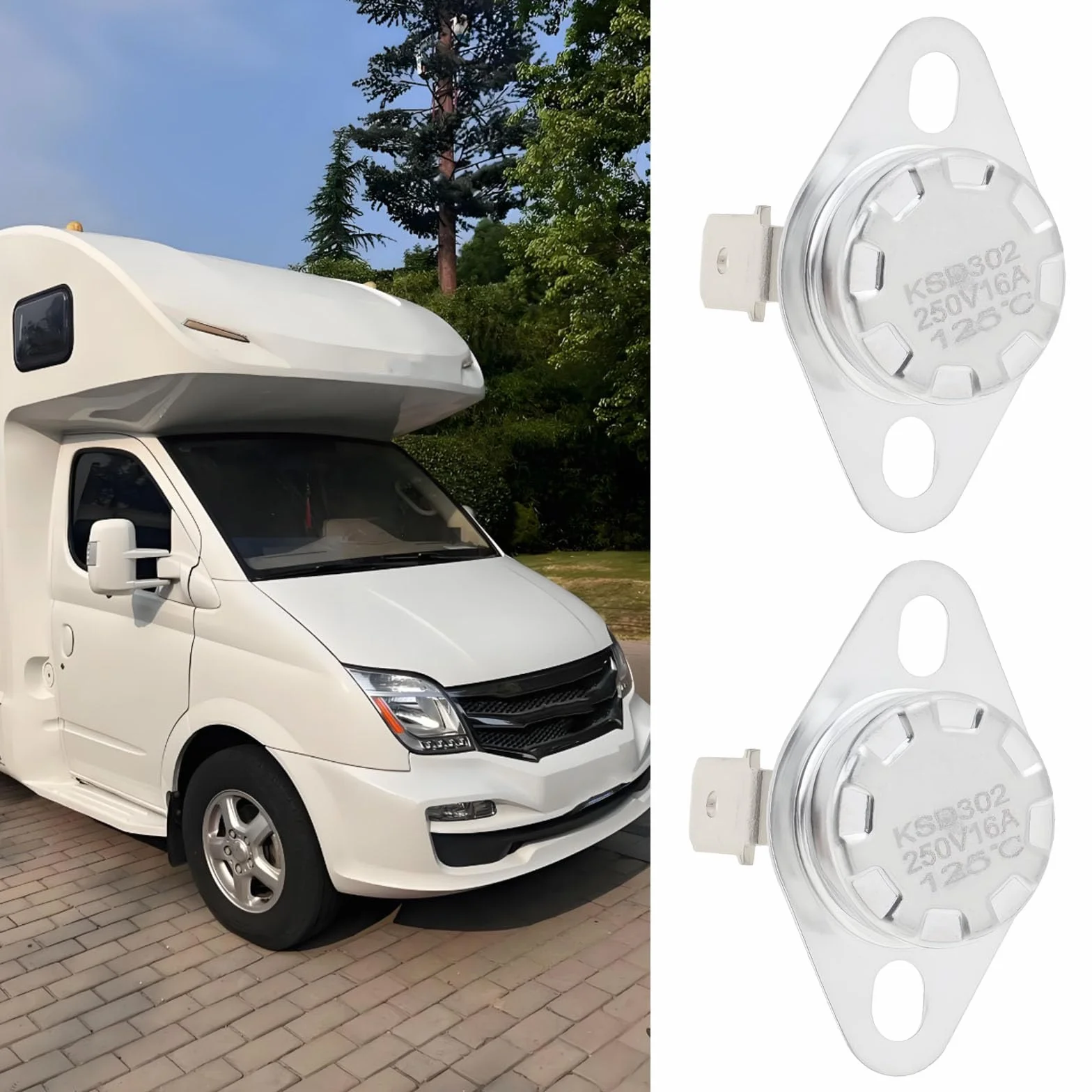 2 szt. 250 V 16 A Motorhome termostat podgrzewacz 125°C i 175°C kompatybilny z Truma Ultraheat