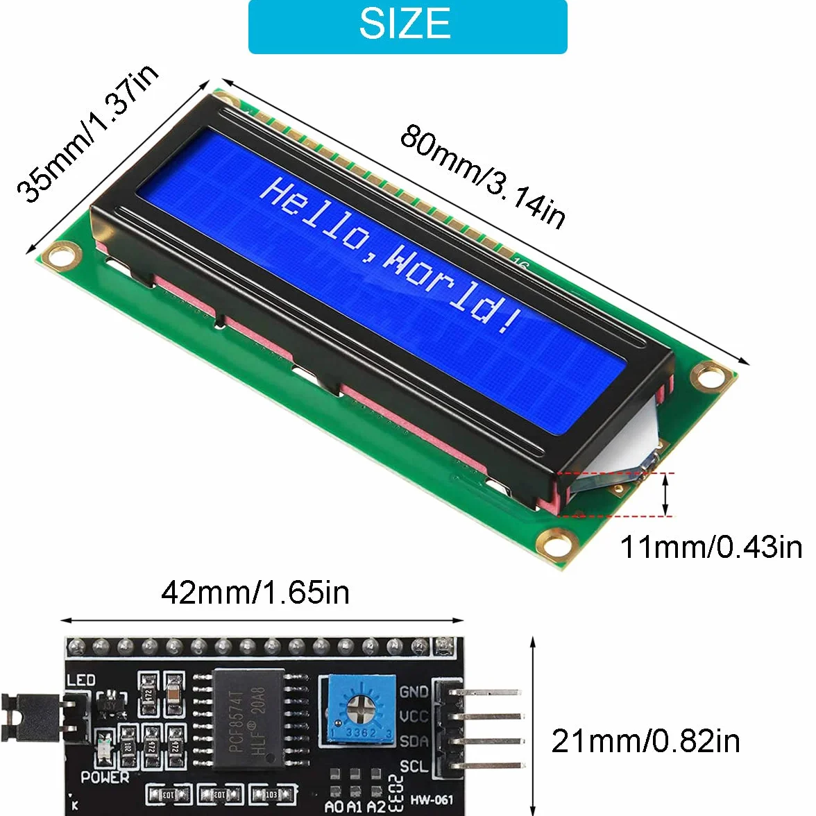 2 sztuki IIC / I2C / TWI adapter interfejsu szeregowego LCD moduł interfejsu szeregowego + wyświetlacz modułu LCD LCD1602 żółto-niebieski z przewodem Dupontt do Arduino