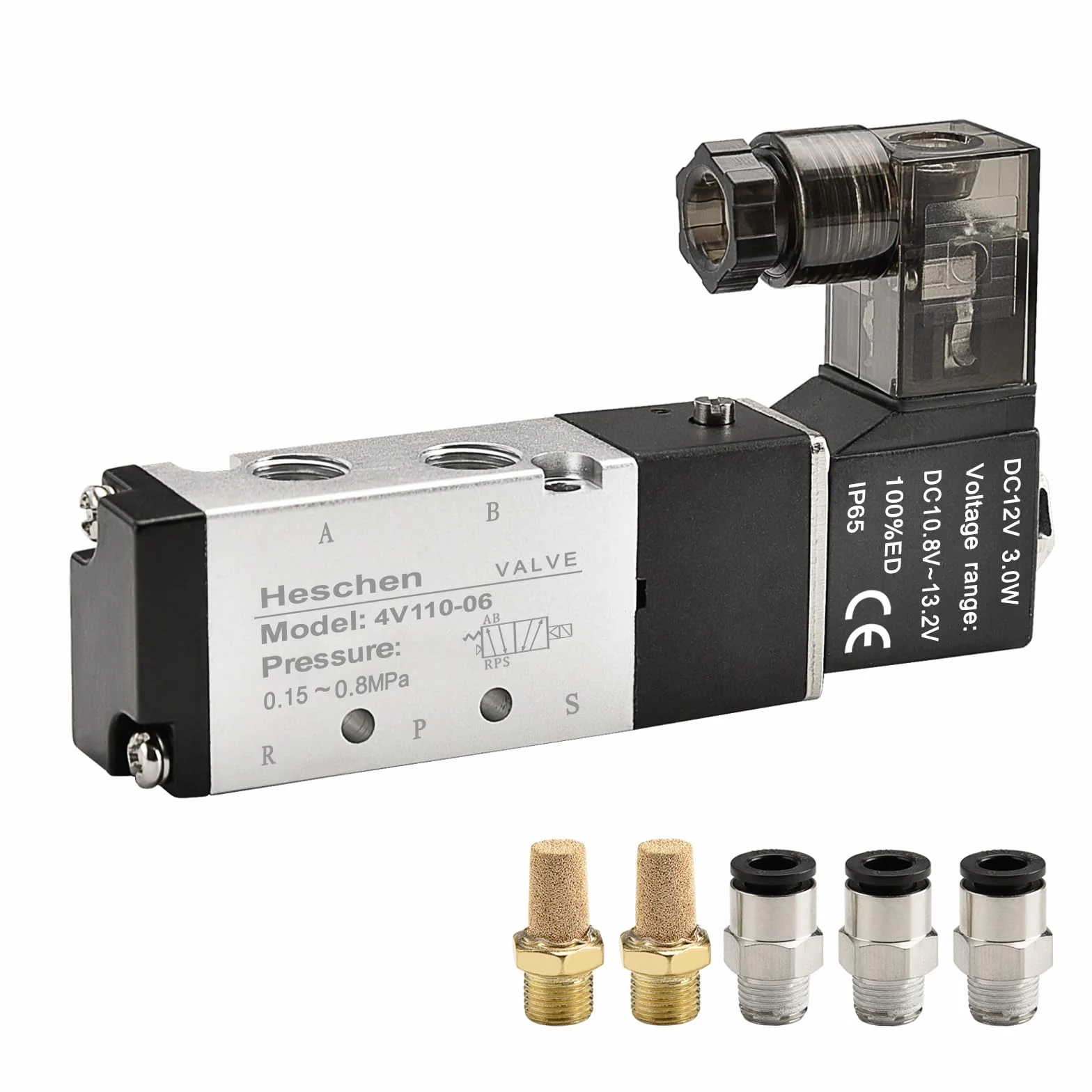 Heschen Elektryczny zawór elektromagnetyczny 4V110-06 24VDC PT1/8 5-drożny 2-pozycyjny