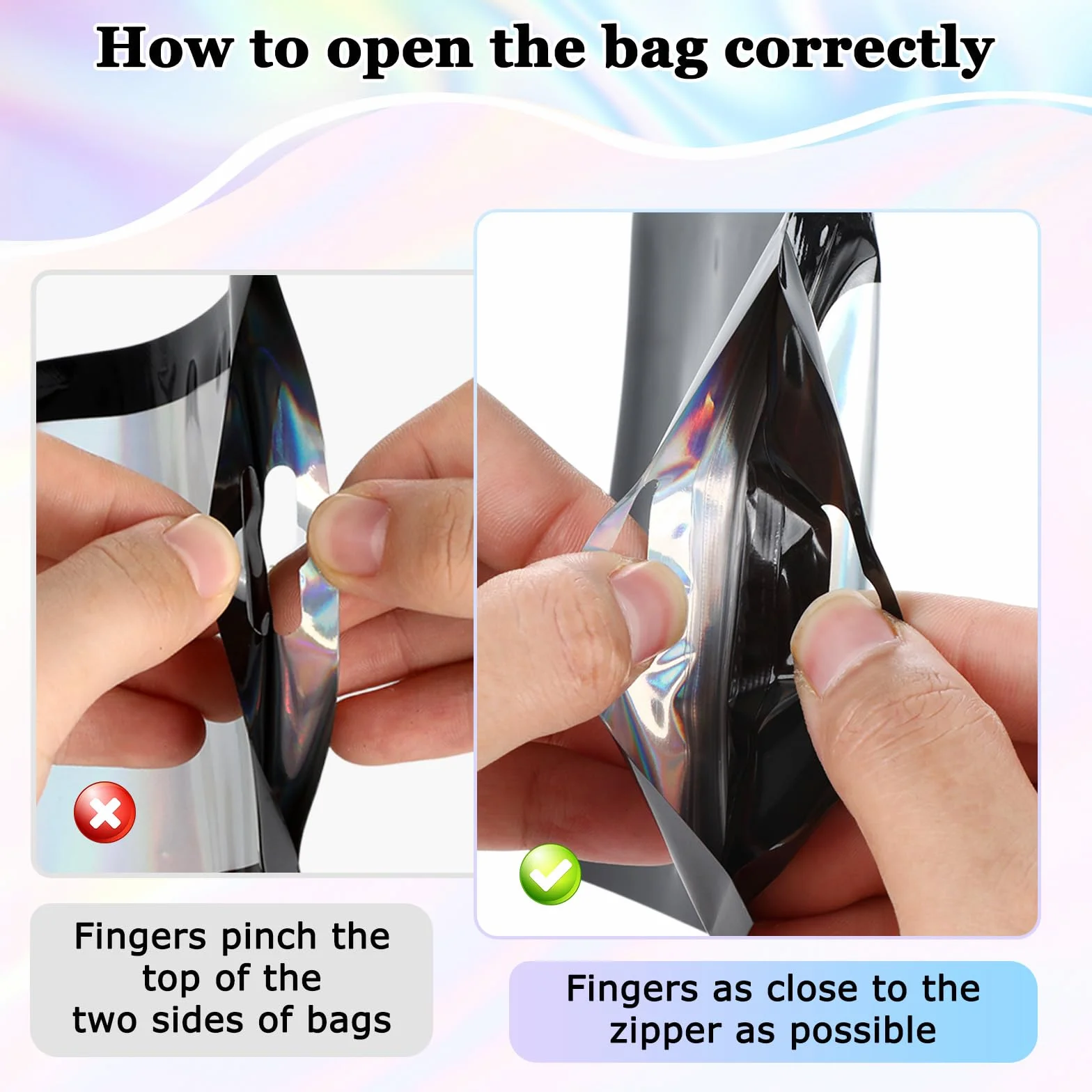 Mylar Bags 150 sztuk 10 x 15 cm torebki strunowe z zamknięciem przezroczystym okienkiem czarne