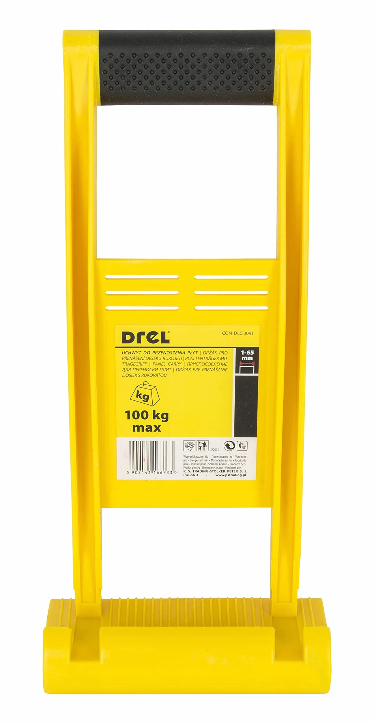 DREL Uchwyt do przenoszenia płyt 0-65 mm z uchwytem do noszenia do 100 kg