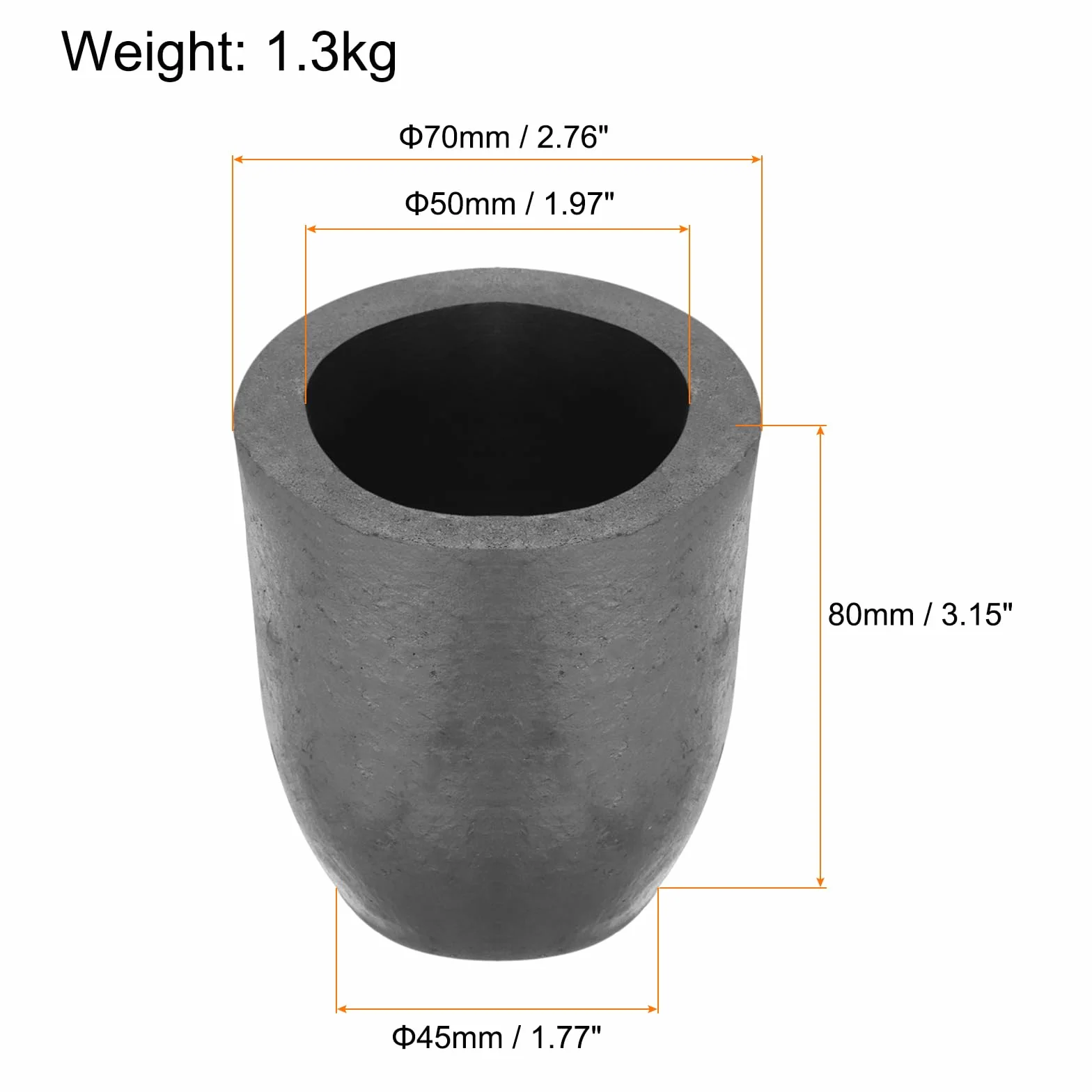 QUARKZMAN Tygiel grafitowy krzem 1,3 kg tygiel miedziany kubek do odlewania sztabki do odlewania metalu złoty srebrny miedź piec do odlewania formy do odlewania narzędzi jubilerskich IDx3,15" H