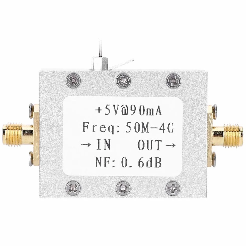 Wzmacniacz o niskim poziomie hałasu, moduł radia Ham wzmacniacz RF z typowym szumem 0,6 dB wzmacniaczem radiowym LNA do 50 M-4 GHz NF=0,6 dB RF FM HF VHF/UHF radio szynowe -110 dBm 1 szt.
