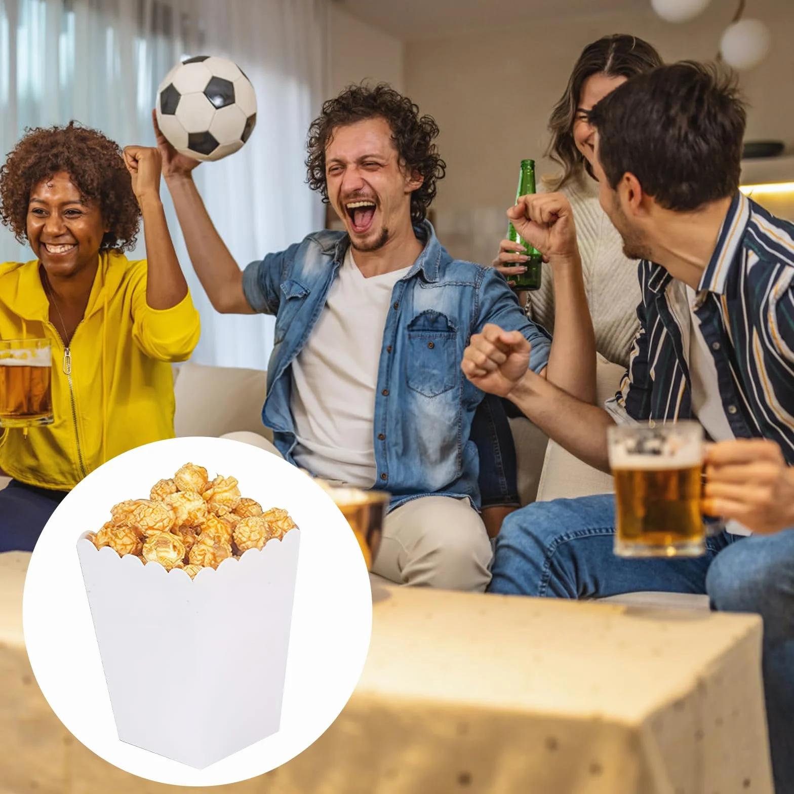 HENGBIRD 50 sztuk torby na popcorn, papierowe pojemniki na słodycze, pudełka na popcorn, kartonowe torby na popcorn mini pudełka na pikniki filmowe preferencje ślubne (biały)