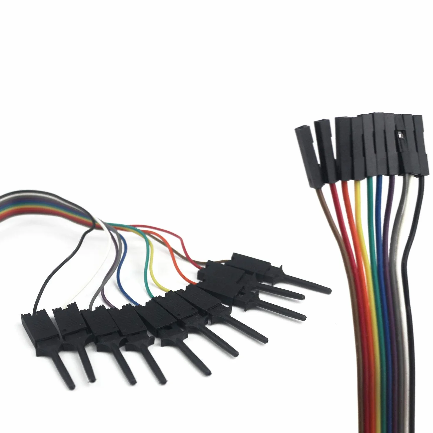 10 szt. Dupont gwint USB analizator logiczny hak testowy klips chwytak przewody rozruchowe i styki interfejsu idealny do eksperymentów elektronicznych (czarny)